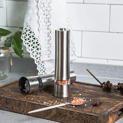 Aicok Stainless Steel Electronic Salt and Pepper Grinder Set with Adju - Image 7