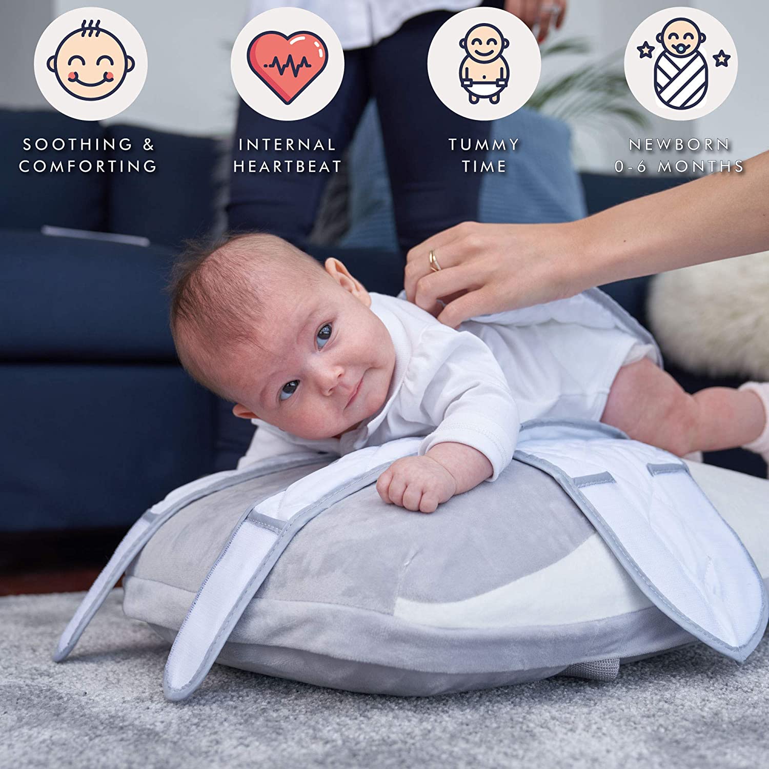 Babocush Newborn Comfort Cushion with Gentle Vibration and Heartbeat Sound, Helps Prevent Colic, Relieves Gas and Reflux, Provides Essential Tummy Time - Image 2