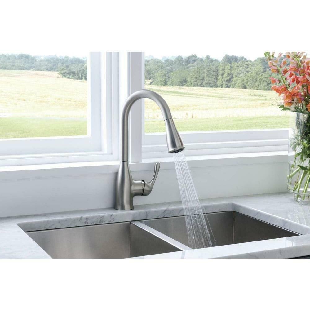 Moen Kaden Single-Handle Pull-Down Sprayer Kitchen Faucet Stainless - Image 6