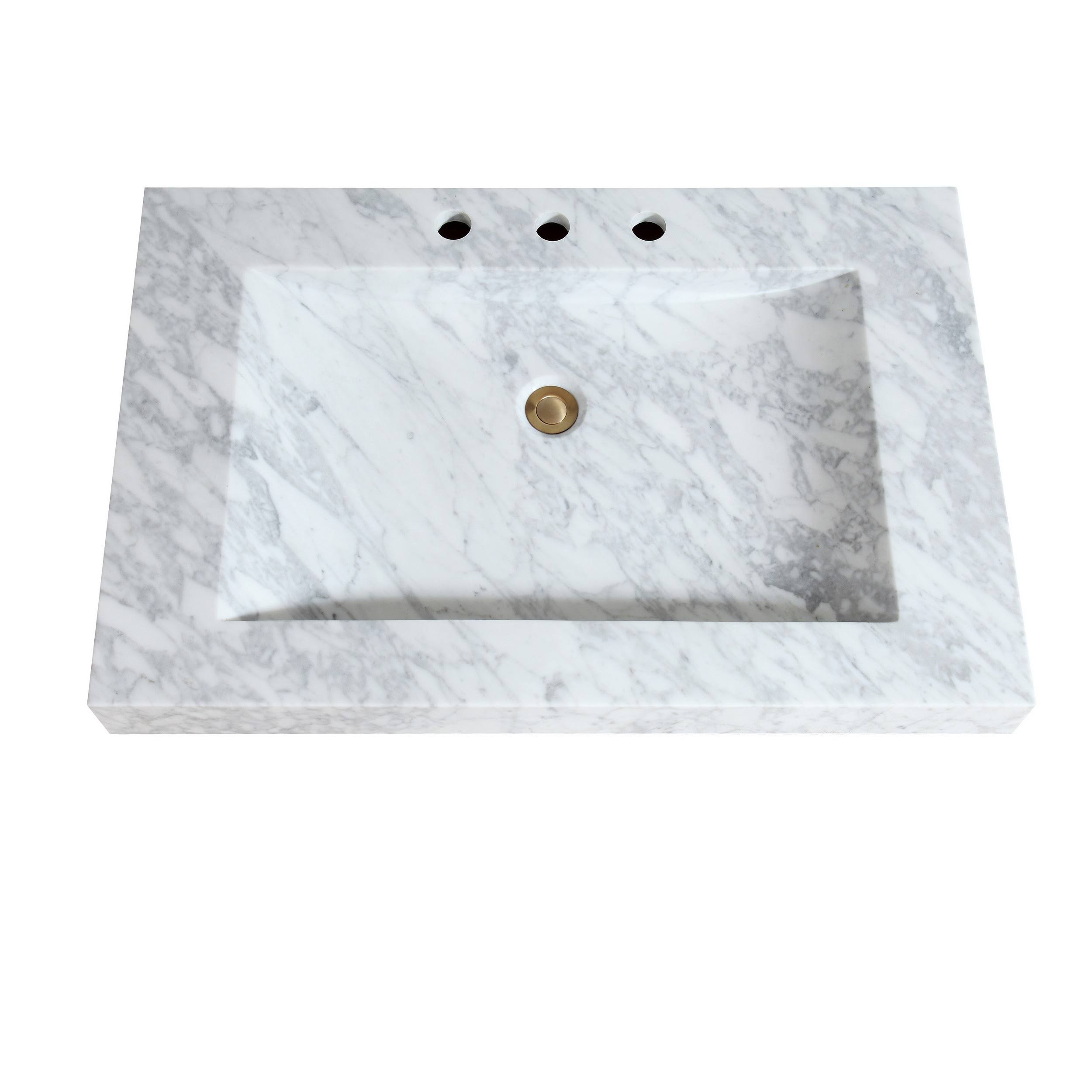 Avanity Carrara White Marble 33×22 Stone Integrated Sink Top