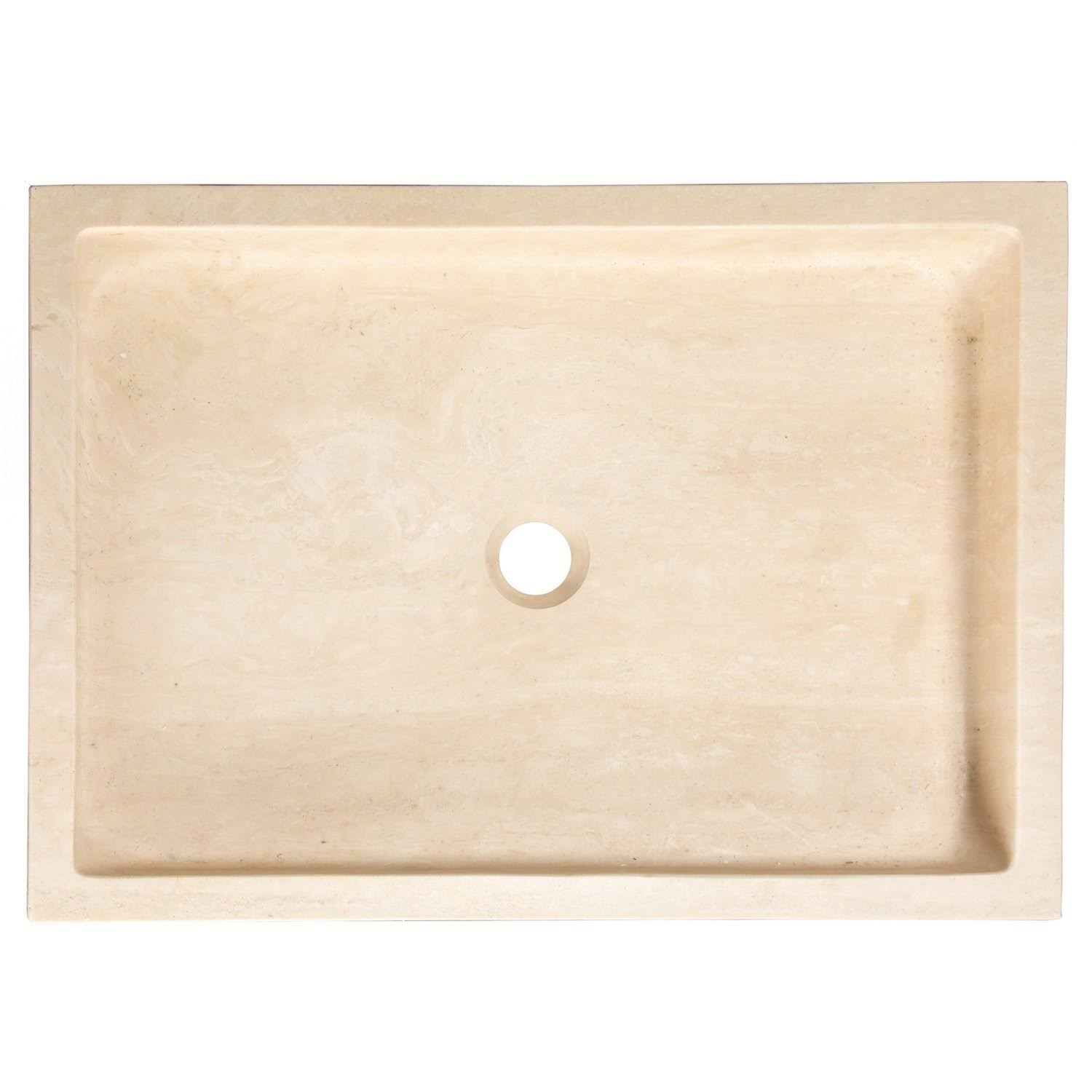 Eden Bath Rectangular Infinity Pool Sink – Honed Beige Travertine - Image 6