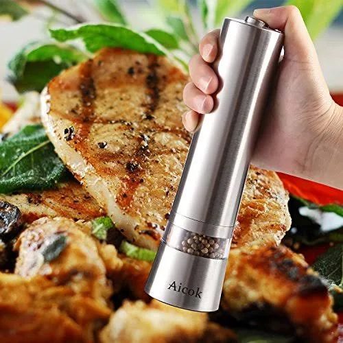 Aicok Stainless Steel Electronic Salt and Pepper Grinder Set with Adju - Image 2