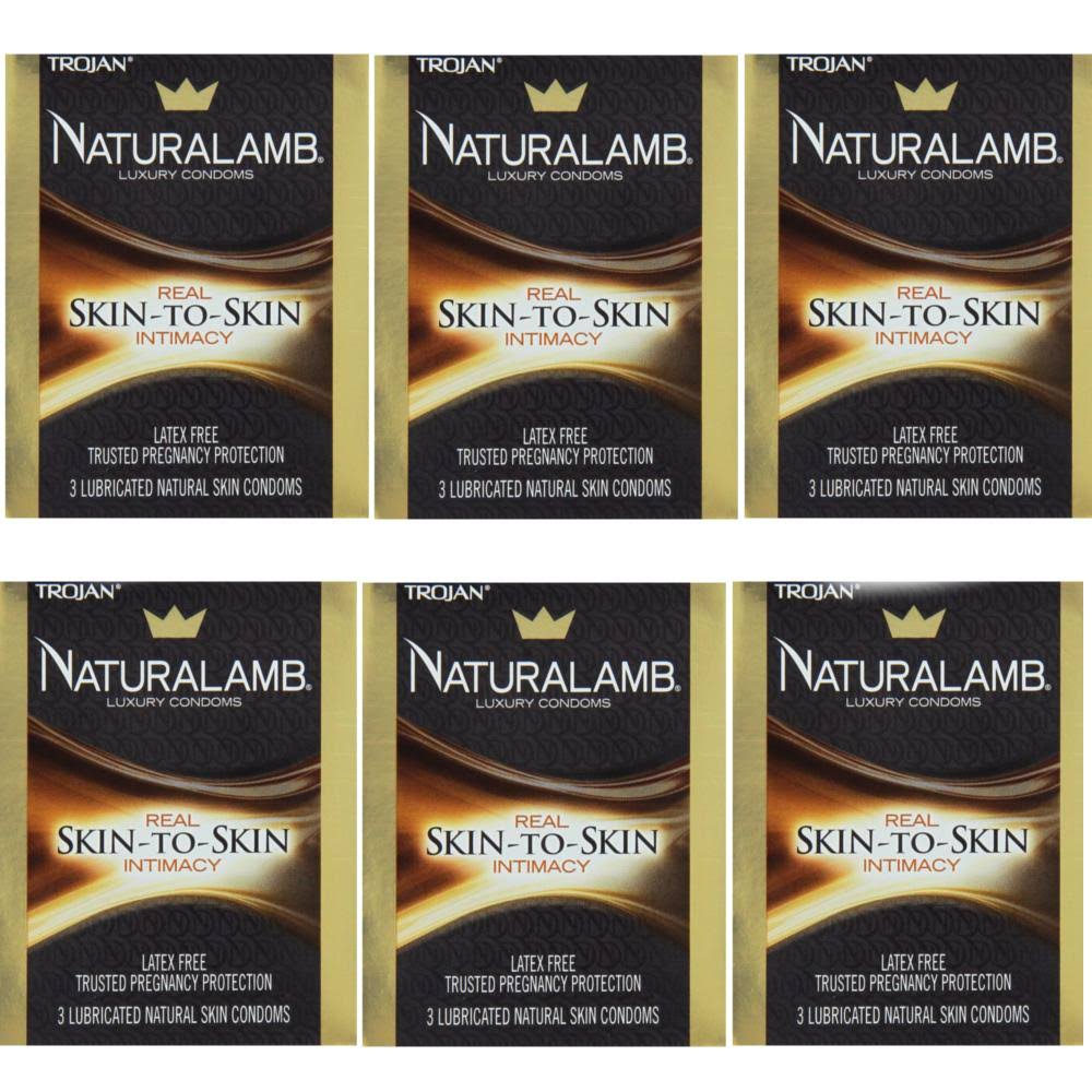 Trojan Naturalamb Natural Skin Lubricated Condoms 3 Each 6 Pack